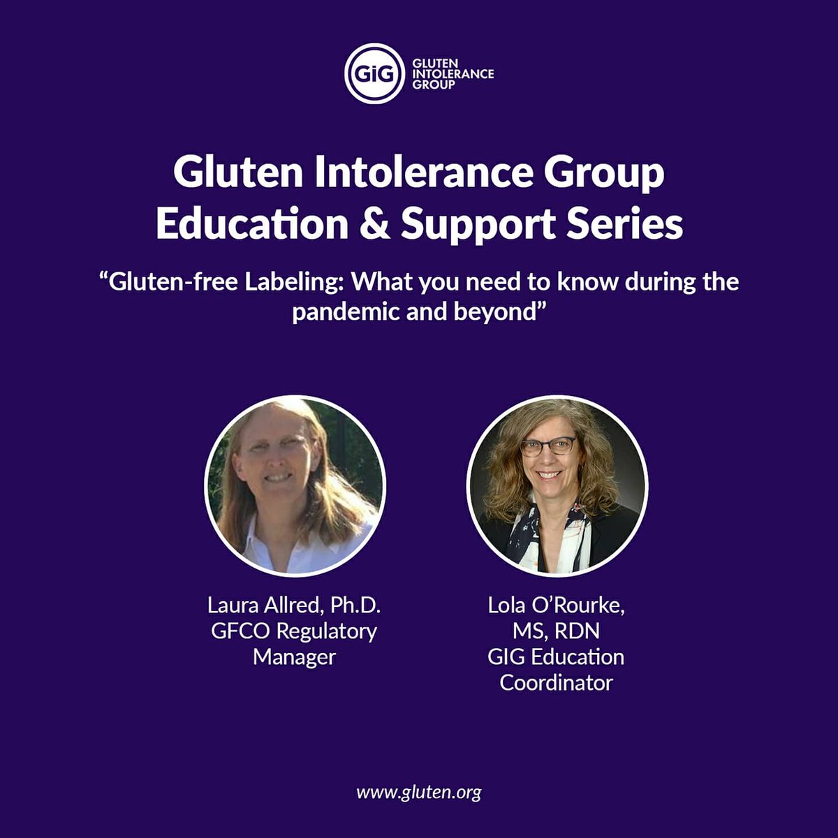 GlutenDotOrg's tweet photo. Last week on GIG's Education &amp; Support Series Zoom call, Laura Allred and Lola O'Rourke spoke about the temporary changes to FDA regulations and why we recommend choosing GFCO Certified Gluten-Free products to ensure that your food is safely gluten-free at this time. 
1/2 https://t.co/13qUIKwbzr