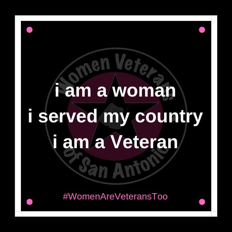 WomenVetsOfSA's tweet photo. ๐บ๐ธItโs Women Veterans Day๐บ๐ธ
#WomenVeteransDay #TxWomenVeterans #WVSAsisterhood #camaraderie #WomenAreVeteransToo #strongertogether #joinWVSA #womenveterans #WVSA #army #navy #airforce #marines #coastguard https://t.co/kSUTDyVpSD