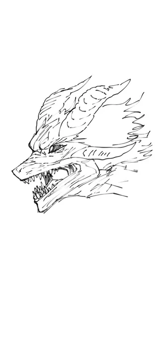 久しぶりにドラゴン描いた(顔) 