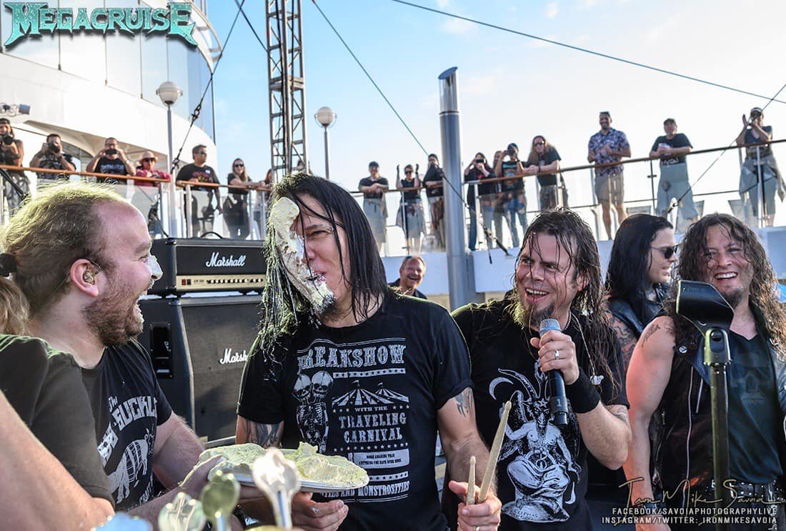 queensryche's tweet photo. #fbf - aboard the MegaCruise celebrating Casey's birthday - we got him goodπ(photo credit Mike Savoia) #queensryche #FlashbackFriday #megacruise #onthehighseas #caseygrillo #birthdaycelebrations #memories #goodtimes #bandofbrothers #alwaysfuntimes #friends #laughs #friendship https://t.co/iDjSSV8mxL