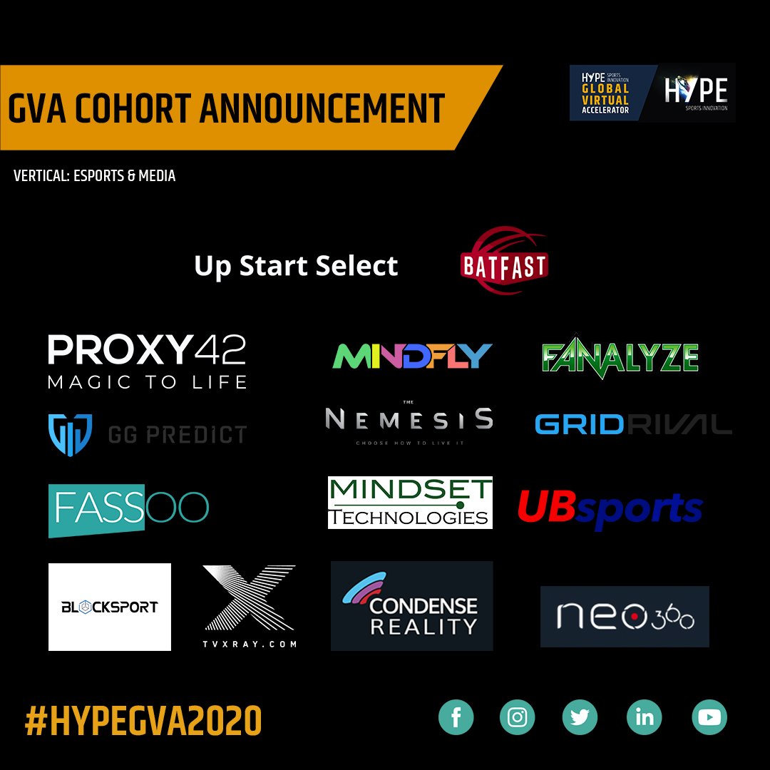 Hype_SI's tweet photo. Introducing the latest Cohort of the HYPE Global Virtual Accelerator, Esports &amp; Media!

With most verticals already off their marks, let's take a look at the bigger picture and what is still to come!

Take a look: https://t.co/lMxGw4nBH3

#HYPEGVA2020 #SportsTech #SportsBiz https://t.co/UQnUK65h32