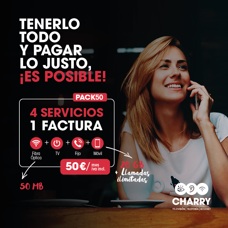 charrytv's tweet photo. En #Charry sabemos que cada casa es un mundo y tiene necesidades distintas, pero nuestro #Pack50 cumple las expectativas de todas.👏🏼
Para más información, llámanos al ☎️952 877 548. https://t.co/phWRKX9saB