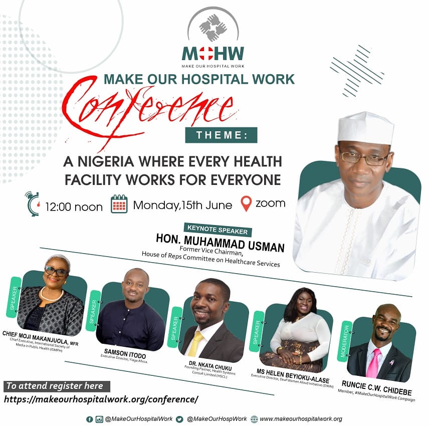 Join our ED @mojimakanjuola and other dignitaries at the #MakeOurHospitalWork Conference on the 15th of June, 2020!

The time is 12pm and the venue is Zoom.

To register and find out more about the event, visit: makeourhospitalwork.org/conference

#ISMPH #UHC #UniversalHealthcare