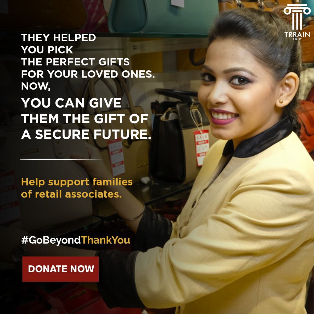 TRRAINindia's tweet photo. Help us support families of retail associates affected by the pandemic. #GoBeyondThankYou for them with your donation. Visit: https://t.co/jfvXbJtwBr
#TRRAIN #GivingBack #COVID19Relief #FundraisingForACause #SocialCause #Retail #RetailIndustry #Retailers #Fundraising #COVID19 https://t.co/0u4OWmgQTM