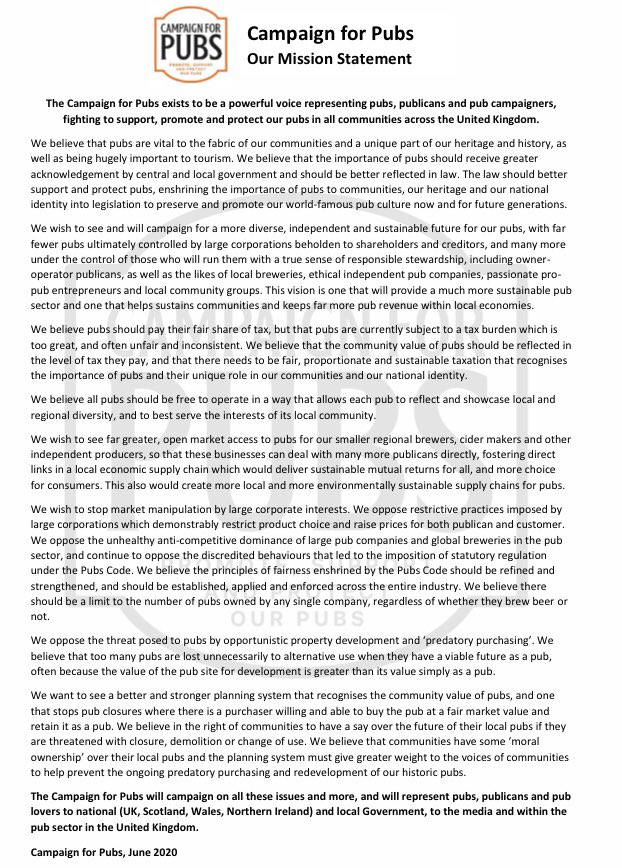 theswanyork's tweet photo. Truly honoured to be inaugural Chair of @CampaignforPubs the new grassroots membership campaign for all who genuinely love and wish to protect our #pubs.
This is our mission statement.
If you share our vision please read more, meet our team and join us at https://t.co/Sxwcd7vupe https://t.co/TpLrE8H6jc