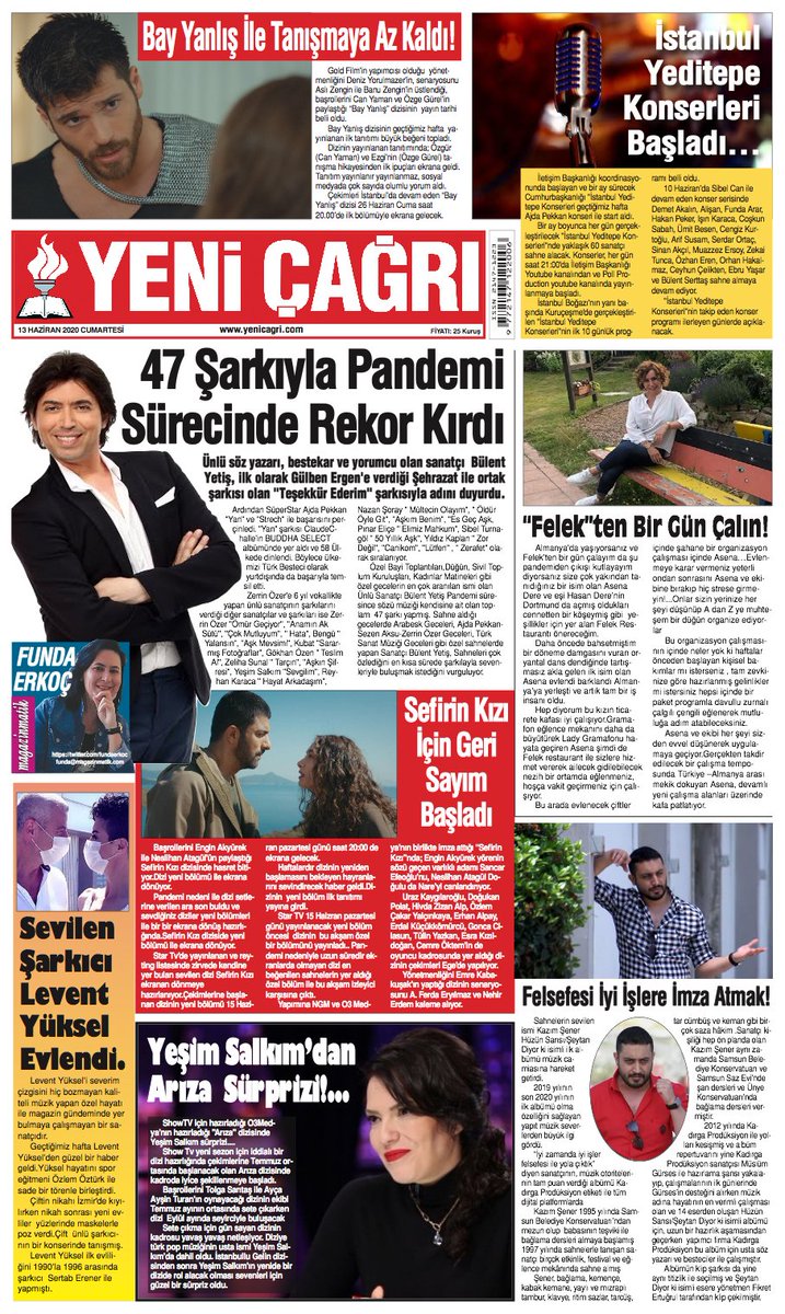 Taze taze çıktı...#yeniçağrıgazetesi #magazinmatik köşem
#magazin #müzik #dizi ve dahası ...