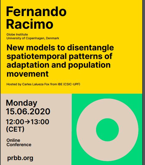 the_prbb's tweet photo. Fernando Racimo @FerRacimo from the Globe Institute at the @uni_copenhagen, will give the next #PRBBtalk on Monday 15 June at 12pm. Register here! https://t.co/mVJqI3KA3J https://t.co/vIng85kjtT