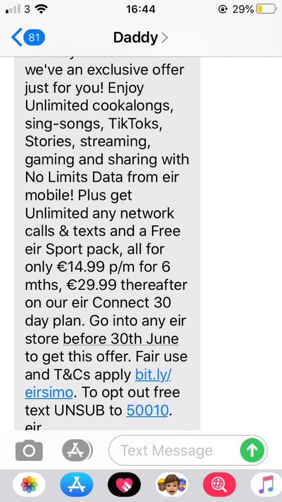 lisaloveslego's tweet photo. @eircare Hi, my elderly dad is trying to avail of this offer. He went into store in Wexford Town - they said they couldn’t help, that he would have to call. Can’t get thru on phone   Please advise. https://t.co/UHfdE6oqoo