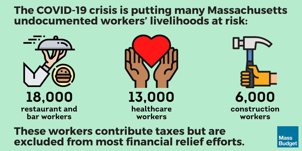 LisaForStateRep's tweet photo. Did you know: 55,000 Massachusetts’ immigrants are at high risk of losing their job amidst the pandemic and undocumented workers contribute $185 million in yearly state and local taxes!  #DriveMAForward #mapoli @MIRACoalition https://t.co/4YOsD7OMXP