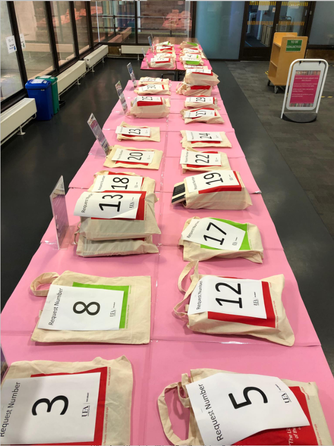 UEALibrary's tweet photo. Our teams are logging off for the day now, but we'll be back Monday to answer questions and process any requests. Thanks so much for your support and kind words for our staff about the Click and Collect service, feeling the love! #UEADigitalLibrary https://t.co/bw8kGjyO30