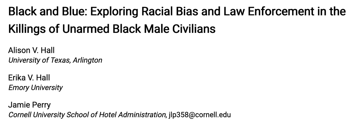 158/ "People hold subconscious beliefs that Black youth are perceived as adult-like, and Black male adults are subhuman, superhuman, criminal, and violent. ... Police work attracts individuals with ... high collective identity orientation, conformity and power values."