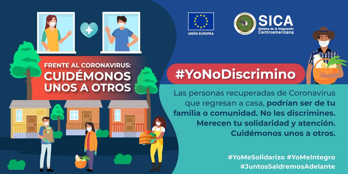 sg_sica's tweet image. Un gran porcentaje de la población se recuperá de #COVID19 y tendrá la posiblidad de regresar a sus casas, a sus lugares de trabajo y a sus comuidades. No les descrimines, extiende tu mano amiga. 
#YoNoDiscrimino #YoMeSolidarizo #UEenCentroamérica #JuntosSaldremosAdelante