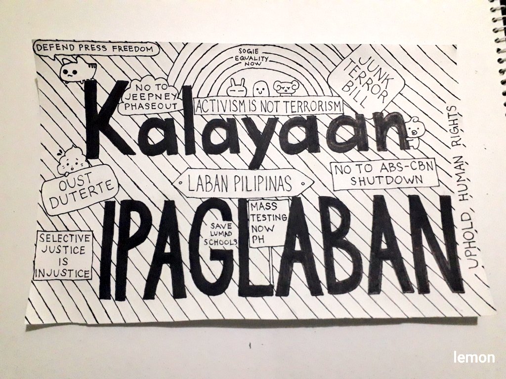 _yendra13's tweet photo. Bago matapos ang araw ng kasarinlan ng Pilipinas,
#KalayaanIpaglaban
#LabanPilipinas
#JunkTerrorBill
#OustDuterte
#MassTestingNowPh
#SelectiveJusticeIsInjustice
#UpholdHumanRights
#SaveLumadSchools
#NoToAbsCbnShutdown
#ActivismIsNotTerrorism
#NoToJeepneyPhaseout
1/2 https://t.co/C9R7KgzNJT