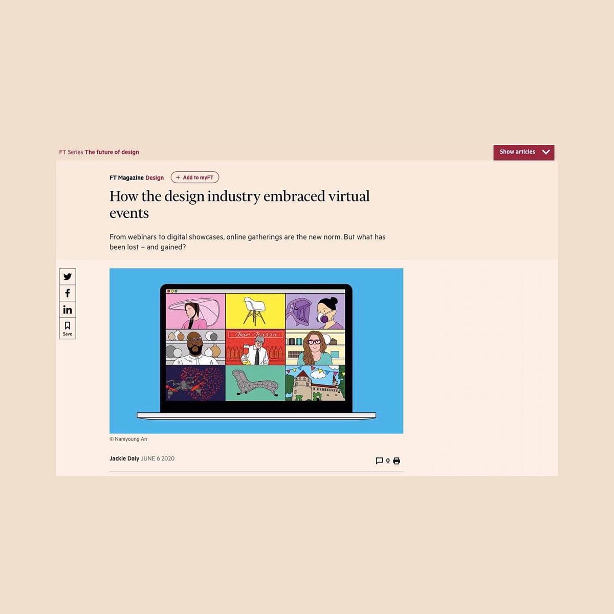 Design_inQ's tweet photo. Thank you to @FTMag for including us in your piece on how the design industry has embraced virtual space! 
👇👇👇👇👇👇👇👇👇👇👇
https://t.co/0qrYDTsqms 
...
#designinquarantine #designhistory https://t.co/r2eL19HRoZ