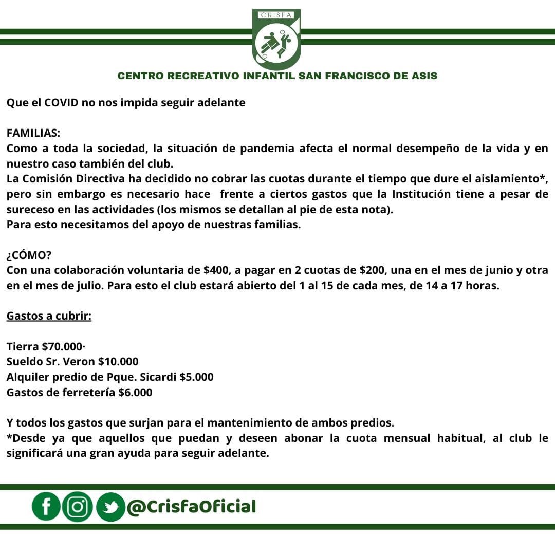 crisfaoficial's tweet photo. #INSTITUCIONAL 🏛 Gracias a todos los que estan colaborando, te esperamos🇳🇬💚!

📆Lunes a Viernes 

⏰ 14 a 17 

📌buffet de cancha de 11 

#LosColoresDelBarrio 🇳🇬 https://t.co/tHVo7srWxK