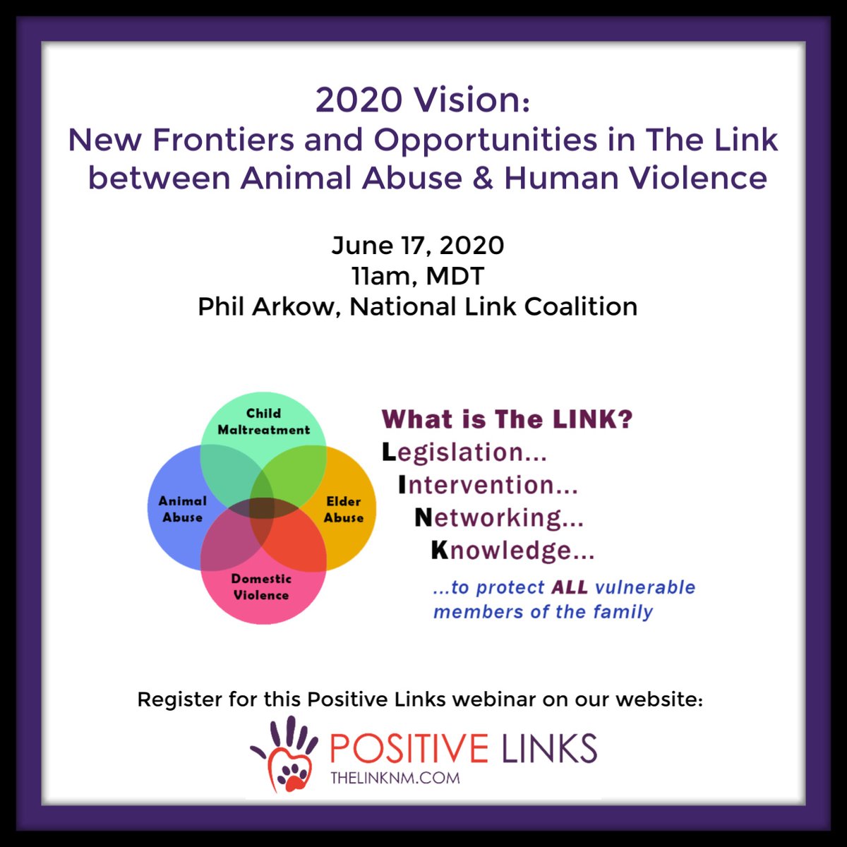 Register Now for 2020 Vision: New Frontiers and Opportunities in The Link between Animal Abuse and Human Violence - mailchi.mp/c7c81e1f4dbb/l…