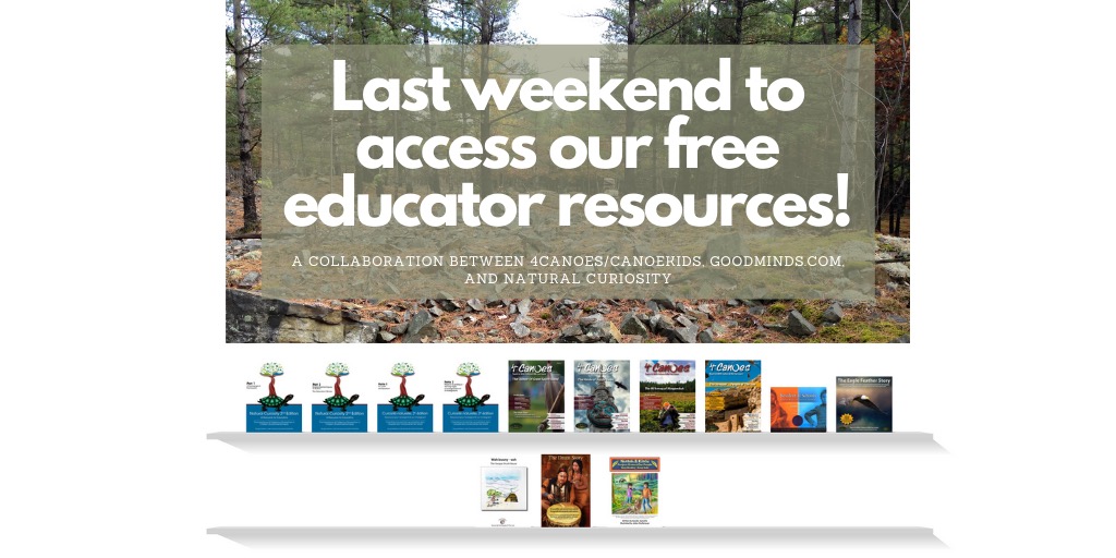 NaturlCuriosity's tweet photo. Looking for some inspiring reading for #IndigenousHistoryMonth? Free access to our educator resources, with #4Canoes, #CanoeKids and @GoodMindsBooks is available until the 15th! Read all of our resources or buy them at a discount here 📚➡️ https://t.co/OPQXGR8LAA https://t.co/KuxUJiPPMG