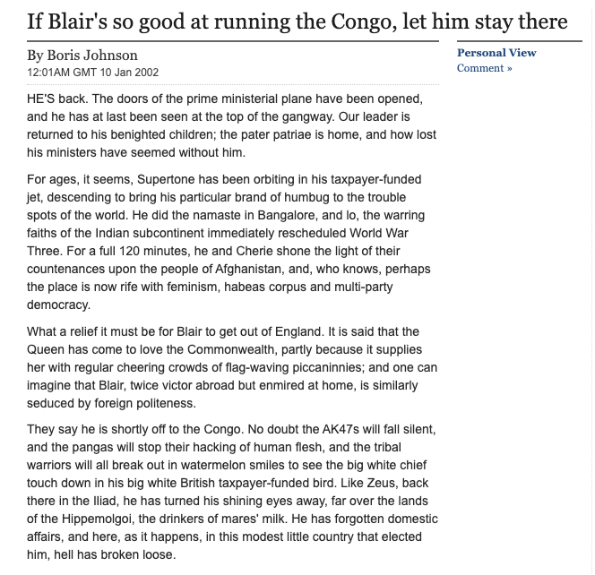 the original Boris Johnson ‘piccaninnies’ column is here - he’s previously claimed the quote was taken out of context…. so here it is:  telegraph.co.uk/comment/person…