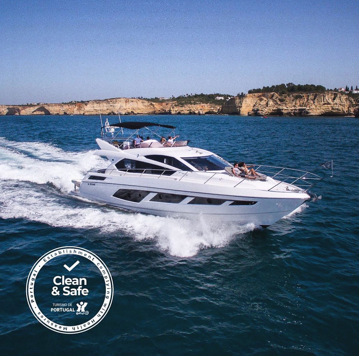 Update from Sunseeker Charters ‘M/Y LUMA’:
.
Your safety and enjoyment is our top priority which is why our vessels adhere to the highest levels of safety and hygiene. We are proud to earn the ‘Clean and Safe’ emblem from Turismo de Portugal, and we look forward to welcoming you