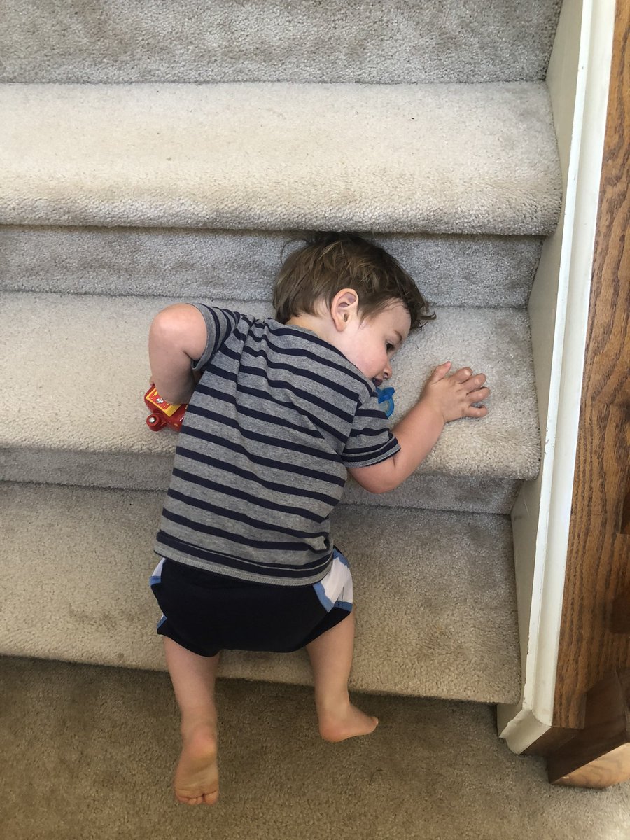 Going up the stairs for naptime night night