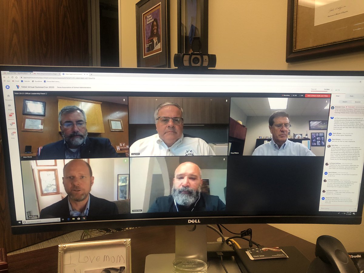drgoffney's tweet photo. It was encouraging to hear my #TxSupt colleagues - our @tasanet leaders: @superdupre @briantwoods1 @DougSunnyvale  @GSmithccisd @KBrownTASA discuss how educational leaders must take intentional actions when addressing equity, diversity, and inclusion! #TASAVirtualCon https://t.co/jOXRJ9DuU6