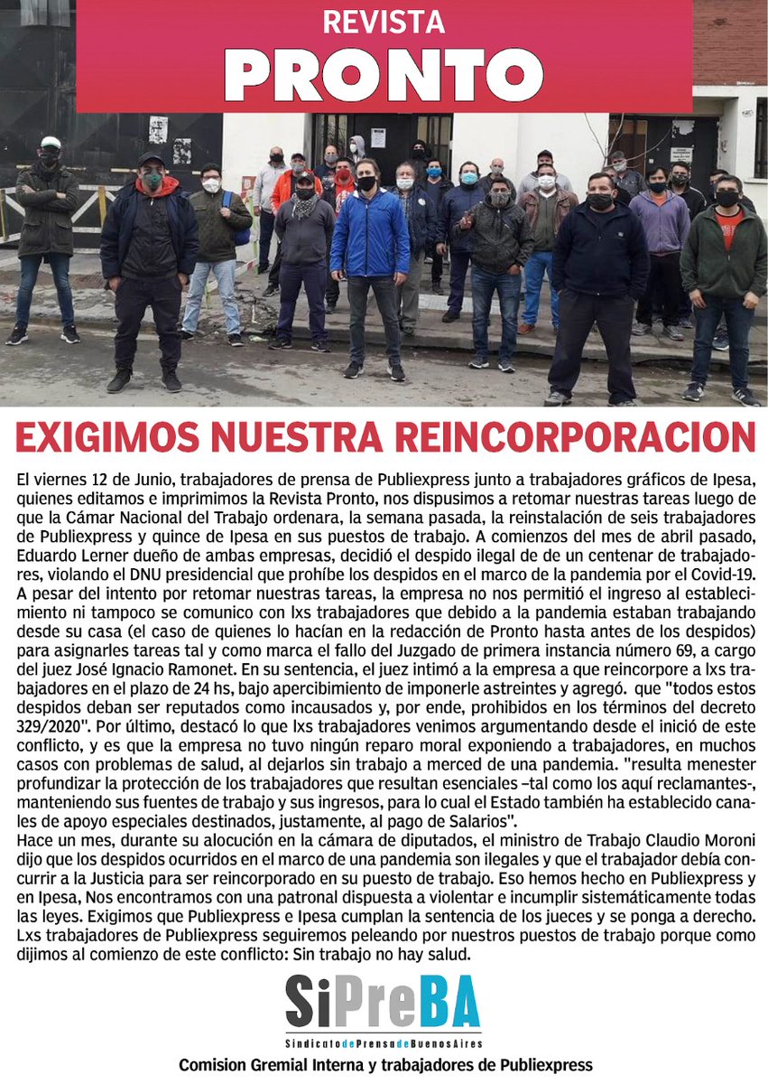 Revista Pronto en lucha tweet media