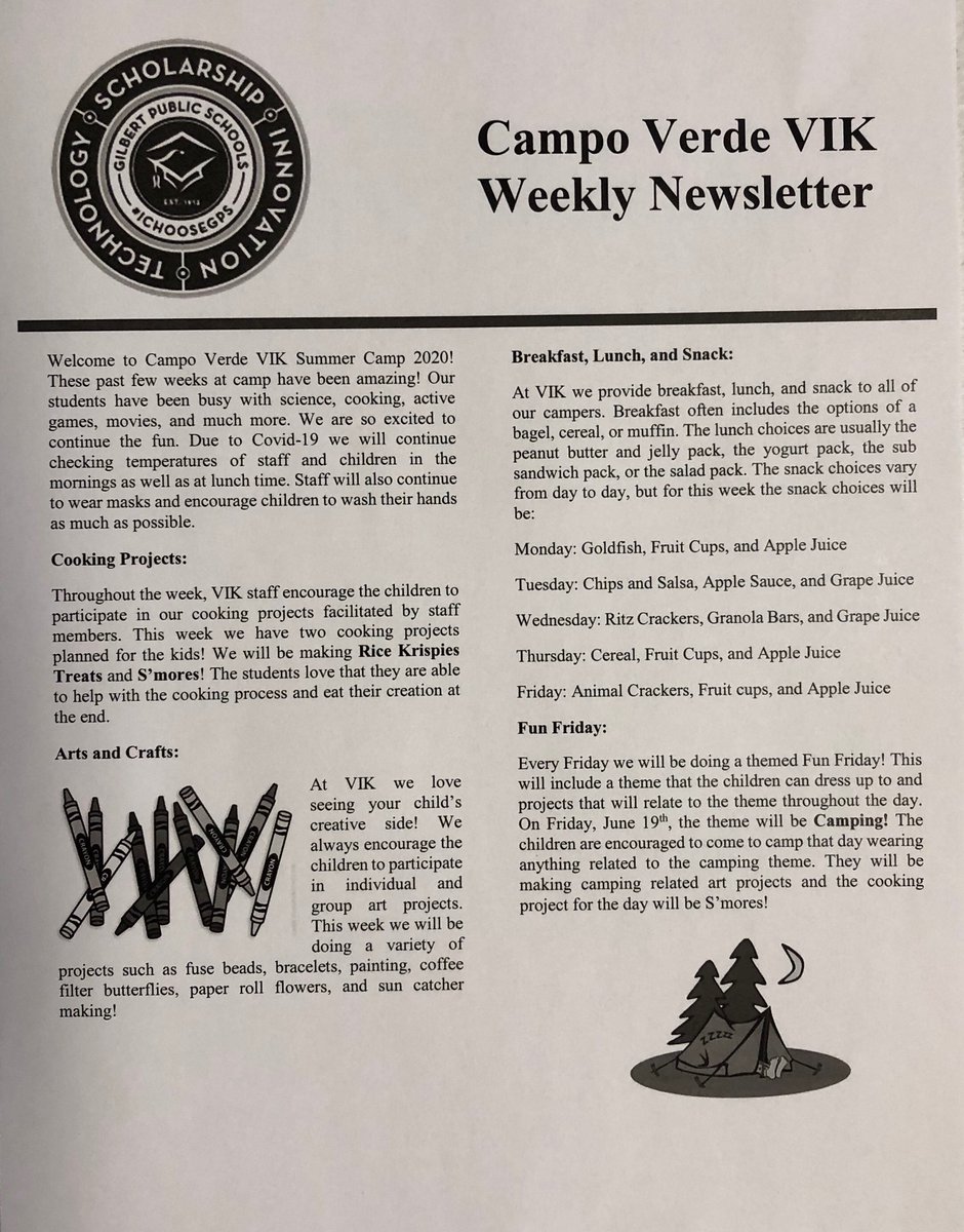 Here is our VIK news letter! Join us at Campo Verde High School this summer!