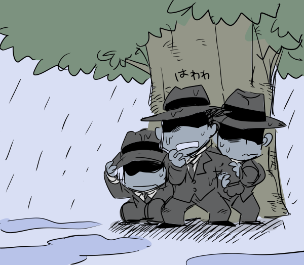 激しい雷雨の中不安そうに大木の下で雨宿りするモブ達
#野良で生活する推し #shindanmaker
https://t.co/aPcacg48JT 