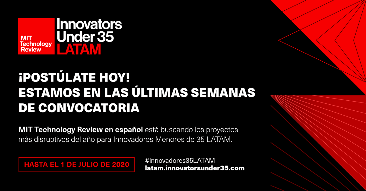 Otorga la visbilidad que tu proyecto merece a través del premio que MIT <a href="/techreview/">MIT Technology Review</a> en español otorga a los #jóvenes más #innovadores💡de Latinoamérica.  Postúlate hoy a la competencia aquí 👉 bit.ly/2xTJLPY
