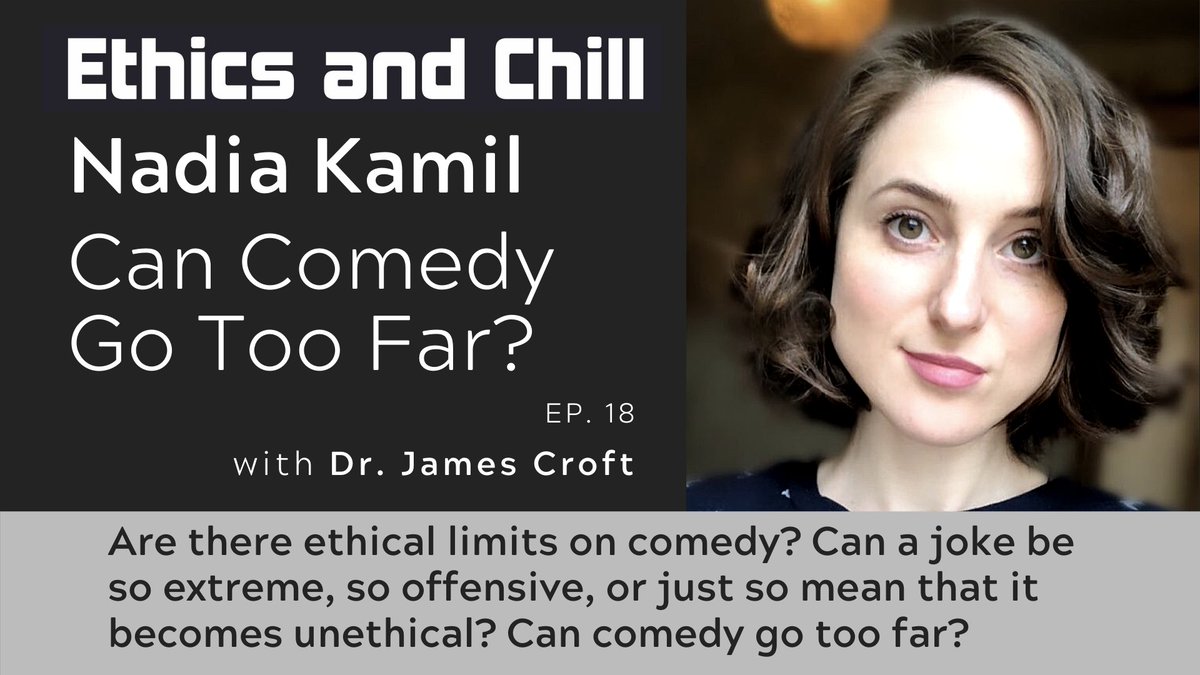 Episode 18 is available now! Comedian <a href="/NadiaKamil/">Nadia Kamil</a> joins @CroftSpeaks to discuss “Can comedy go too far?” Can a joke be so extreme, so offensive, or just so mean that it becomes unethical? 

Listen now! 

ethicsandchill.org/2020/06/12/can…

#comedy #jokes #chillethics