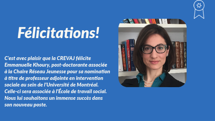 crevaj's tweet photo. Nomination d’Emmanuelle Khoury à titre de professeur adjointe au sein de l’Université de Montréal
https://t.co/11THtGdrY0
@emmanuellekb
@UMontreal
#Crevaj🧩 https://t.co/VC5GTwsEb4