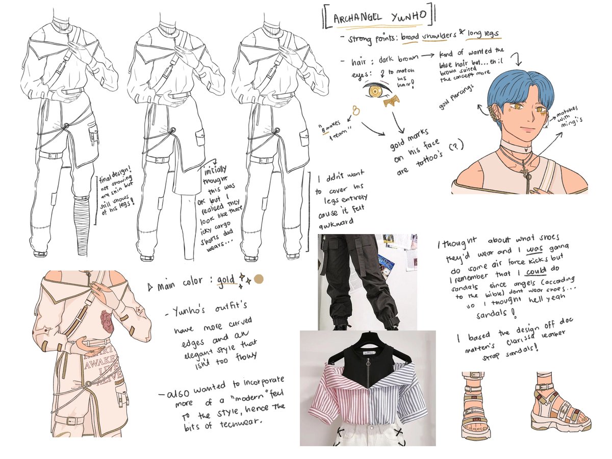 Here are some (kind of useless) design notes !! I should have done this for WooSan's but I didn't really think I'd actually make a series out of it when i started ? It's fun to make the designs tho !! 