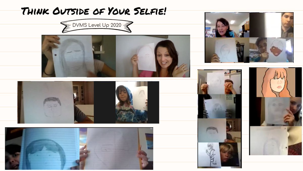 Christyyynna's tweet photo. "Math doesn't have to be all numbers, it is also visual!" Wise words from our special guest @DVUSD Teacher and AZ Artist Jeff Davenport. What a great end to week one of DVMS Level Up Camp! #originalselfie #selfportrait #artismath #youcubed #growthmindset #mathematicalmindset https://t.co/q1myTn8Cxl