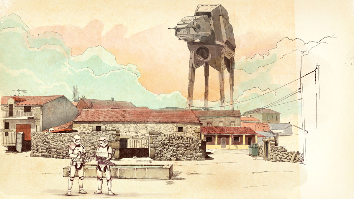 CRCiencia's tweet image. Soldados imperiales en la plaza del pueblo ow.ly/gaAj30qP9I8 via @YorokobuMag #CienciaFiccion #Arte