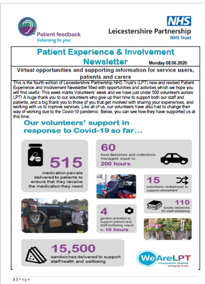 new edition of @LPTnhs Patient Experience and Involvement Newsletter is out now. Find out about opportunities to get involved and outcomes of projects people have been involved in. #WeAreLPT #StepUpToGreat