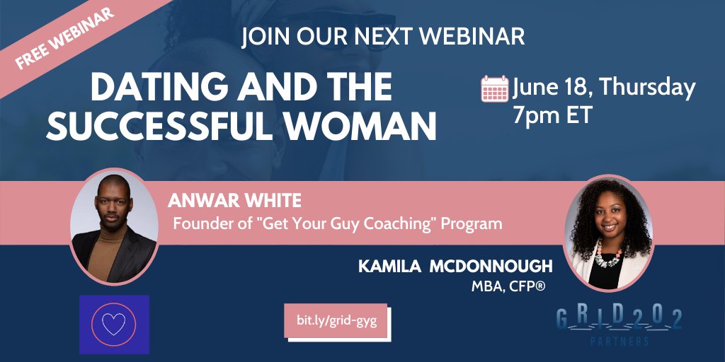 Grid202's tweet photo. Join us for a conversation with Anwar White, Founder of the Get Your Guy Coaching Program. Over 60% of Anwar's clients were proposed to within 18 months of working with him!  

Sign up for the free webinar and share this link with your friends ➡️ https://t.co/2DhpJEjcs5 https://t.co/0yGtigtENq