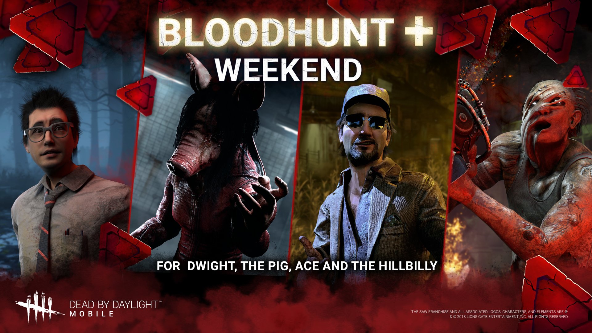 Dead By Daylight Mobile Reap Your Rewards This Bloodhunt Weekend Play As Dwight The Pig Ace Or The Hillbilly And Earn Double The Character Experience And Bloodpoints T Co Eeyehb7nf7 Dead By Daylight Mobile Reap Your Rewards This Bloodhunt Weekend Play As Dwight The Pig Ace Or The Hillbilly And Earn Double The Character Experience And Bloodpoints T Co Eeyehb7nf7