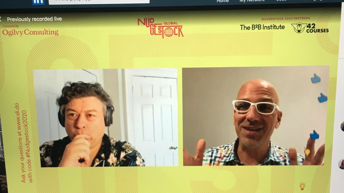 Incredible presentation, incredible work, incredible dancing! Absolutely loved <a href="/mak0ski/">Dan Makoski</a> presentation on behavioural science in design, incredible journey! #Nudgestock2020 #behaviouralscience