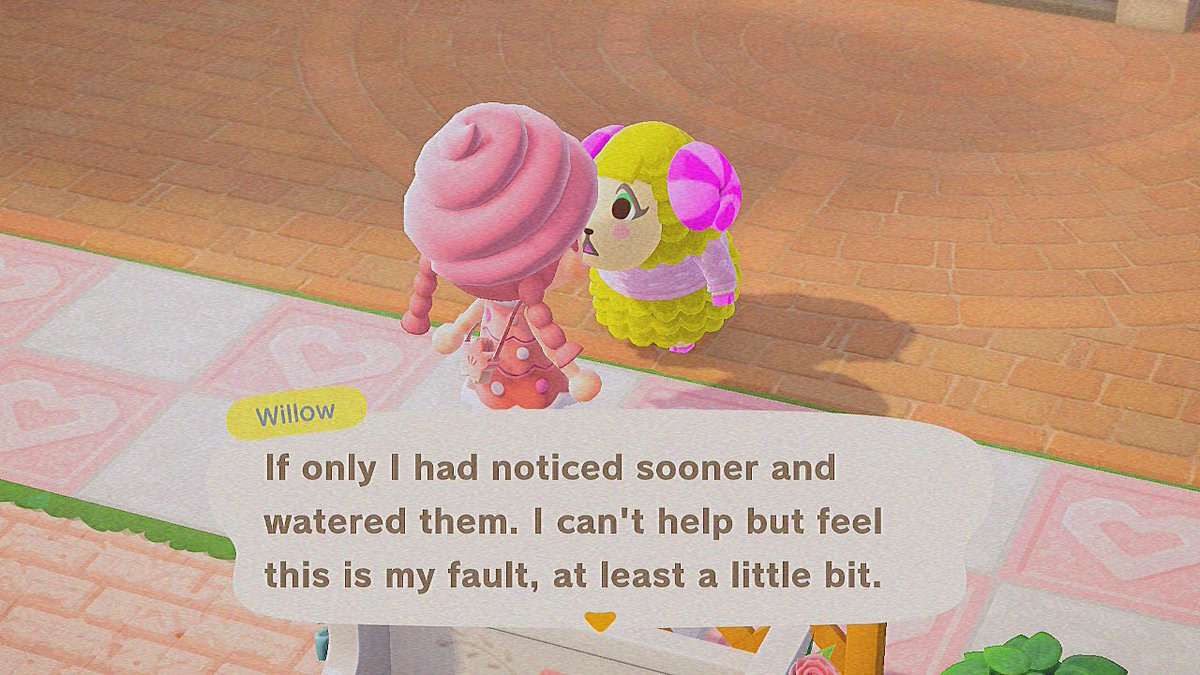 miwkplays's tweet image. I got rid of over a hundred flowers and it made willow sad 🥺 don’t blame urself bb #animalcrossing #acnh