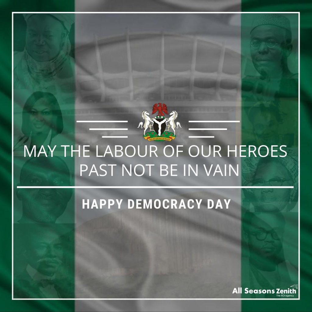 ASZNigeria's tweet photo. We remember the years past and look at the future before us. May our HEROES labour not be in vain. HAPPY DEMOCRACY DAY!

#democracyday2020 #democracyday #june12th #happydemocracy https://t.co/4R50TPlWil