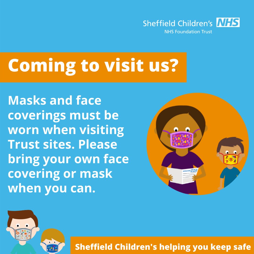 🗓️ Reminder that from tomorrow, 15 June, all staff and visitors to Sheffield Children sites will need to wear surgical face masks (staff) or face coverings (visitors).

For more information about this change, visit our website here 👉 sheffieldchildrens.nhs.uk/news/patients-…