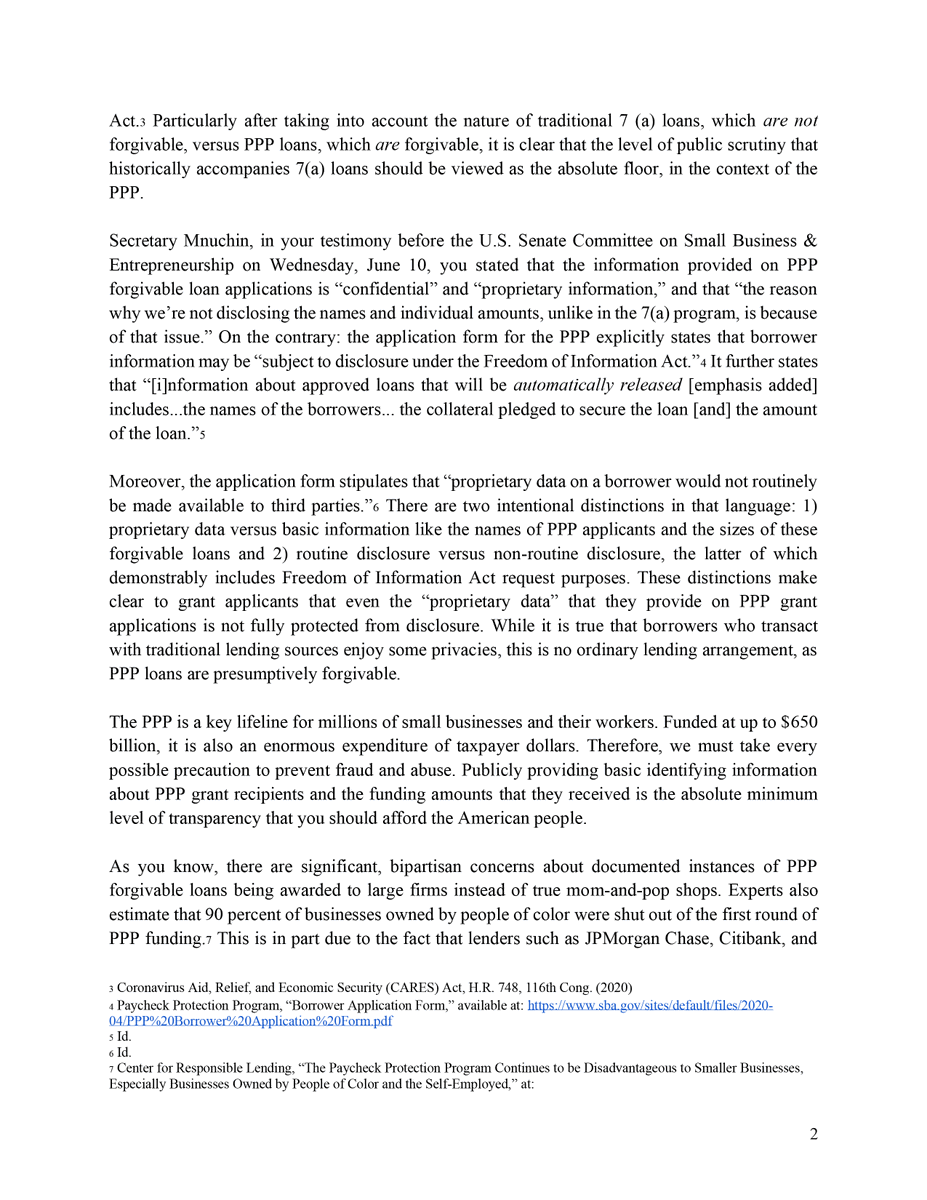 TeamKatiePorter's tweet photo. This week, Secretary Mnuchin claimed that he couldn't release data about $650B in federal small business grants because it's "proprietary" and "confidential." As a law professor, I give this argument an F. @SenKamalaHarris and I explain why he's wrong and demand transparency >> https://t.co/qjRrYDjgse