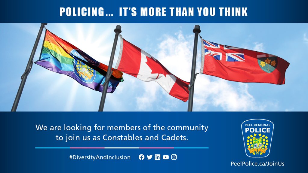 PRPRecruiting's tweet photo. @PeelPolice is encouraging members of our 2SLGBTQ+ community to consider a career in policing. Come join our inclusive Peel family! #servingwithpride #peelregionalpolice #JOINPRP https://t.co/S3bXE2QJT4