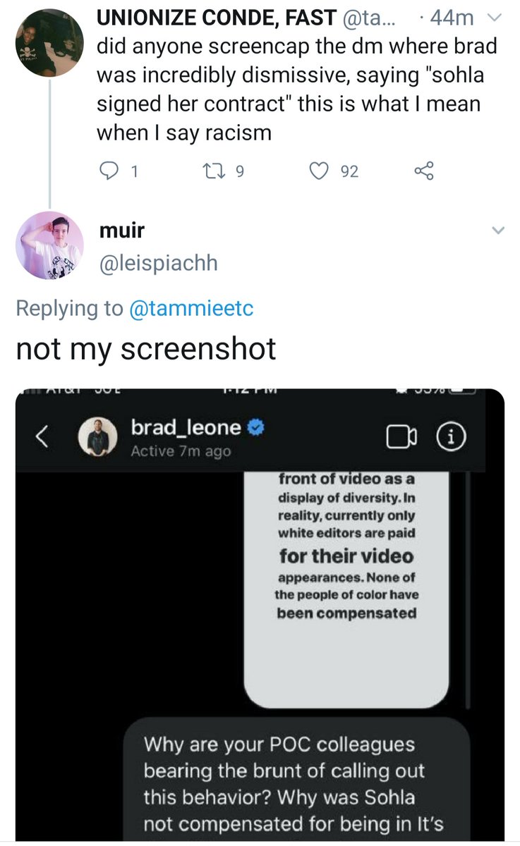 So this is what I would call textbook 'Buzzfeed Journalism', if its real its a bad look for Brad Leone, but Tammie took it from a source who has no idea where it came from, and she rushed to tweet it out before confirming its validity