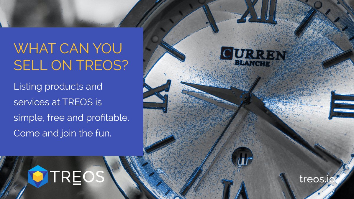 What can you sell on TREOS? Just about anything and everything. And be generously rewarded for every sale.

#PaysToSellOnTREOS #PeoplesMarketplace #StableToken $TRO $BNB $BTC $ETH $EOS $LTC #TREOSMerchant
