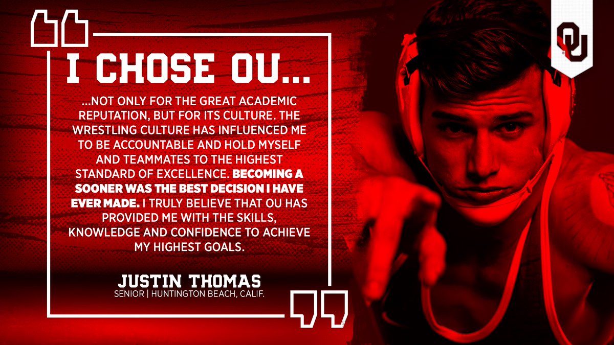 OU_Wrestling's tweet photo. Excellence is the standard in Norman.
@justin_thomass talks about why he chose OU โฌ๏ธ
#Sooners | #WhyOU https://t.co/ZLBZYow4w8