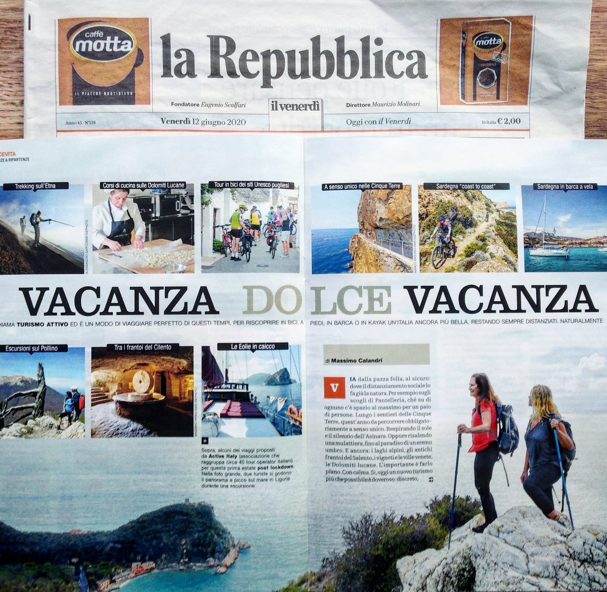 Lo chiamano "turismo attivo" : in bici🚴, trekking🏔️, barca a vela. Michele Cappiello <a href="/ferulaviaggi/">ferulaviaggi</a> tour operator a Matera. Oggi su Repubblica. Paesaggio 🌷, turismo di prossimità, rispetto per l'ambiente🌍. Basilicata #terradimezzo #intothewild #book #photography #landscape