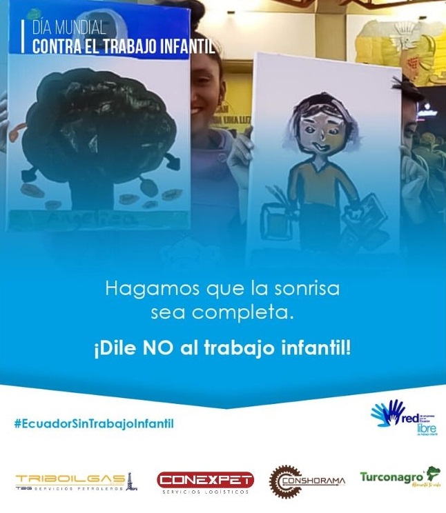 Como miembros de la @RedETIEcuador, nos sumamos a la lucha por un #EcuadorSinTrabajoInfantil. 
Conmemoramos este día, para denunciar y concientizar sobre la explotación laboral de niñ<a href="/s/">『S』</a> y adolescentes en el #Ecuador. Ellos tienen derecho a estudiar, jugar, vivir seguros y libres.