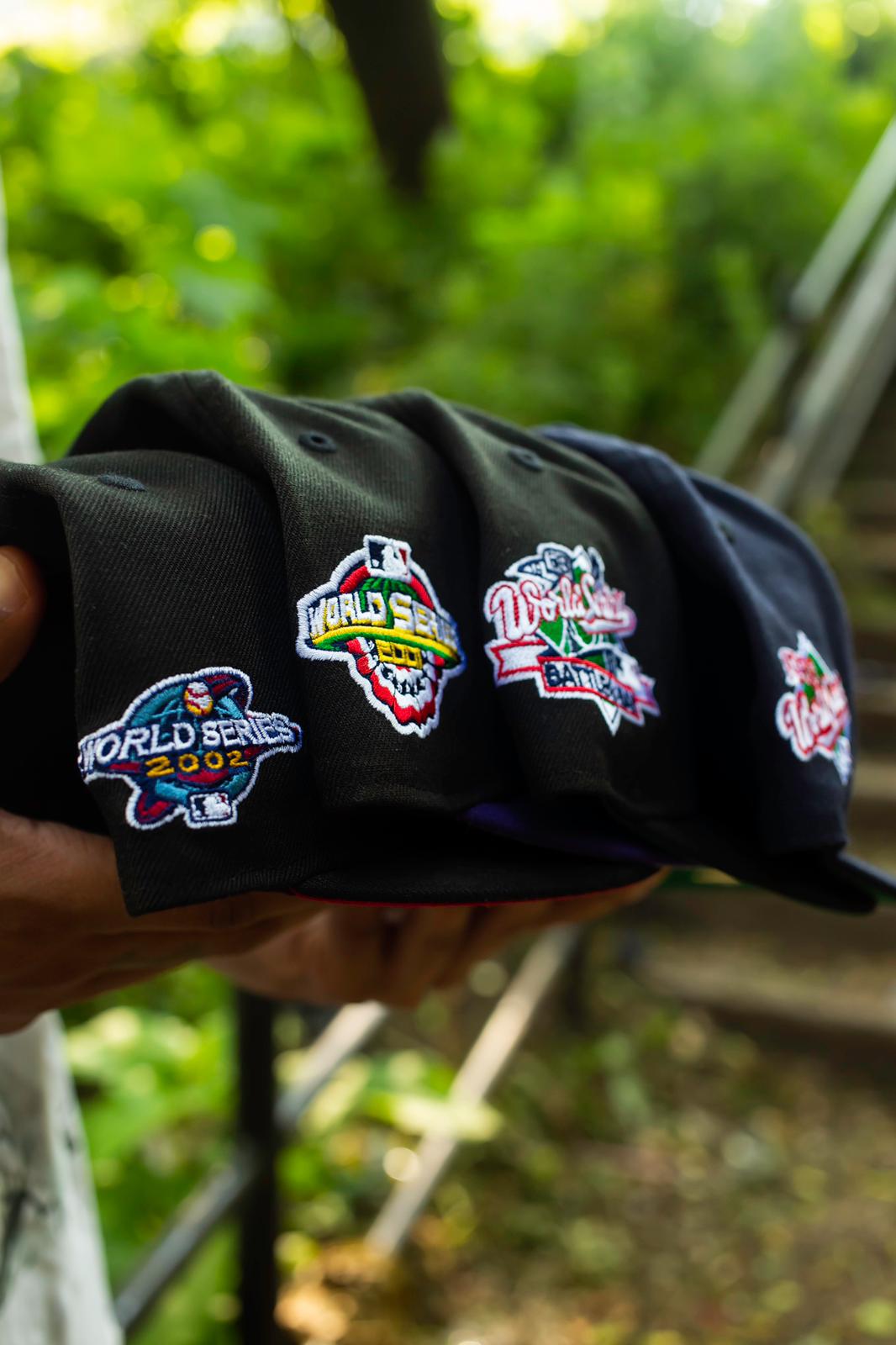 HAT CLUB on X: NOW AVAILABLE 🕚 We've got a flurry of Custom MLB World  Series patch hats! Featuring: the Blacked Out, Red Underbill 2002 Anaheim  #Angels 🥰, the Black 1989 Oakland #