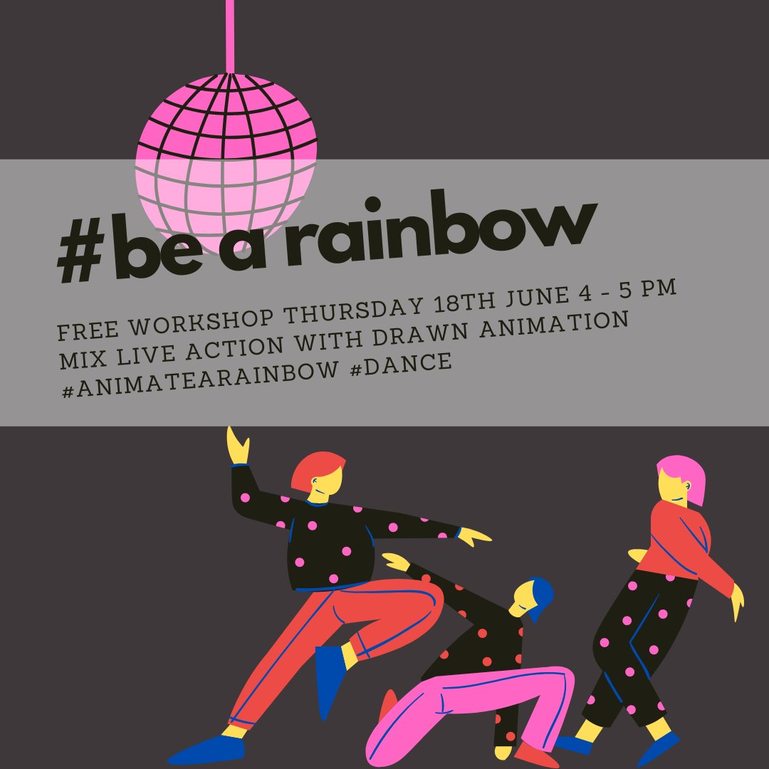 ArtimateUk's tweet photo. It's Friday Night and if you feel like taking your disco dancing to the next level then why not try out our Rotoscoping workshop - It's Free - using Pencil 2D Part of our #animatearaimbow series - why not be a rainbow! https://t.co/c7b4W32alN https://t.co/jVwXIwn72m